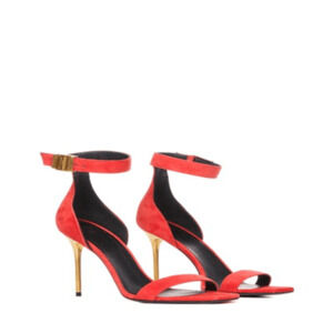 Balmain NIB Uma Suede High Heel Sandals in Red Size EU 38/US 8